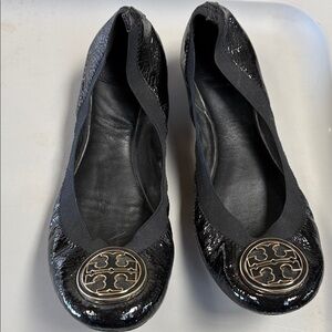 Tory Burch Caroline Black Patent Leather Ballet Flats